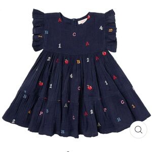 PINK CHICKEN - GIRLS KIT DRESS - ALPHABET EMBROIDERY- LIKE NEW!